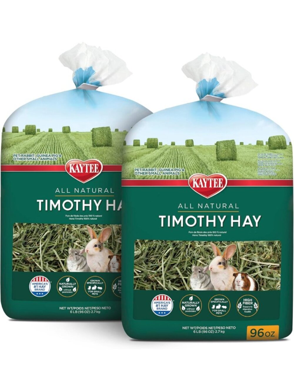 Natural Timothy Hay for Small Pets - High Fiber, Ideal for Rabbits & Guinea